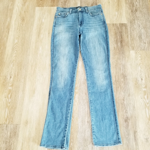 7 for all Mankind Women's Mid Rise Straight Leg - Boot cut Denim Jean's sz 29 - Picture 12 of 14